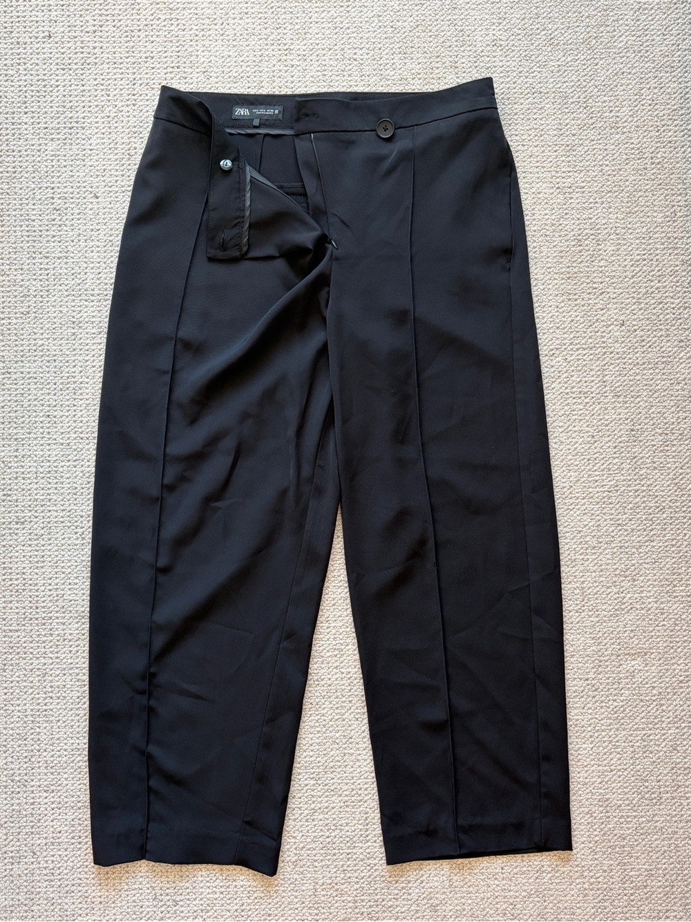 Zara Black Tailored Straight Leg Trousers Size Small